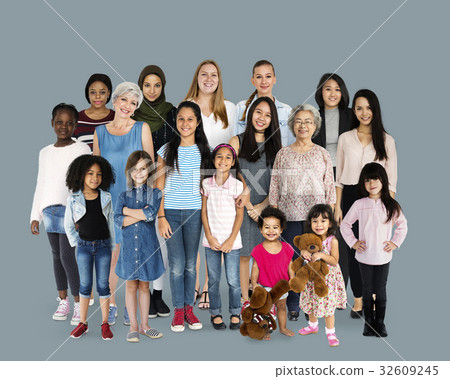 Various of diversity women generation group standing with smiling on background 32609245