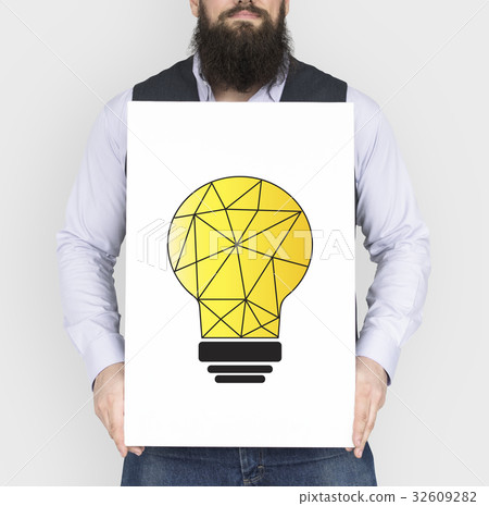 Man holding billboard network graphic overlay Man holding billboard network graphic overlay 32609282