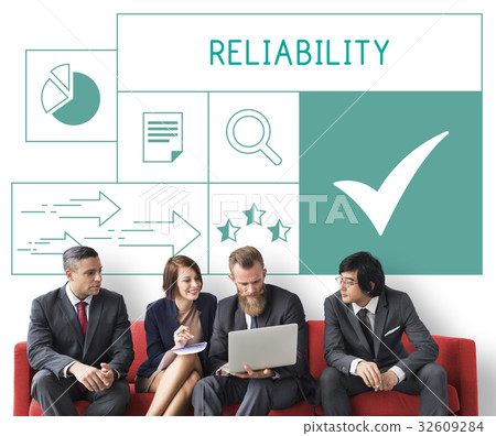 People with illustration of quality product warranty assurance People with illustration of quality product warranty assurance 32609284