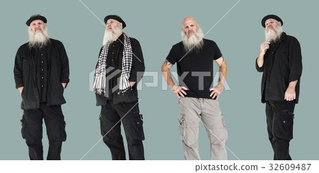 Adult Men Set Gesture Standing Studio Isolated 32609487