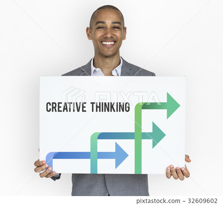 Businessman Showing Banner White Board about Business Businessman Showing Banner White Board about Business 32609602