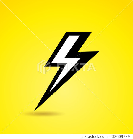 thunder icon on yellow background 32609789