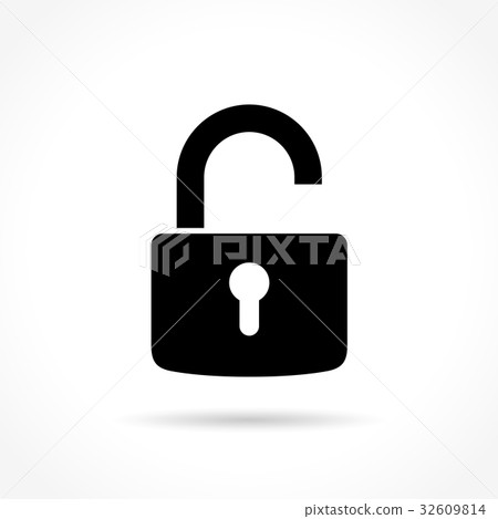 unlock padlock on white background 32609814