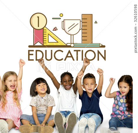 Group of students education with stationery illustration Group of students education with stationery illustration 32610598