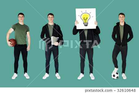 Young Adult Man Sport Player Studio Portrait Isolated 32610648