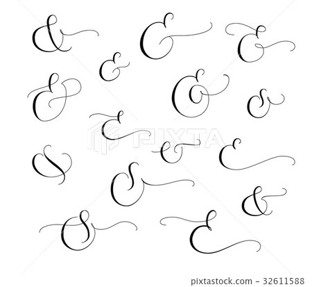 Set of custom decorative ampersands isolated on 32611588