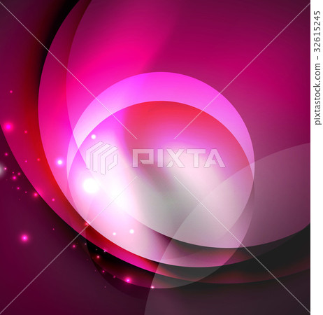 Digital illustration, glowing waves and circles 32615245