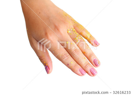 hand gold glitter and isolate background  32616233