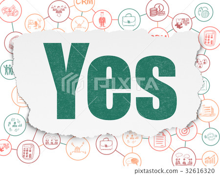 Business concept: Yes on Torn Paper background Business concept: Yes on Torn Paper background 32616320