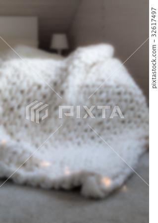 White interior with knit plaid, blurred White interior with knit plaid, blurred 32617497