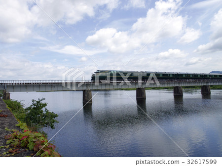 藍天鐵橋樑折疊的屏幕 32617599