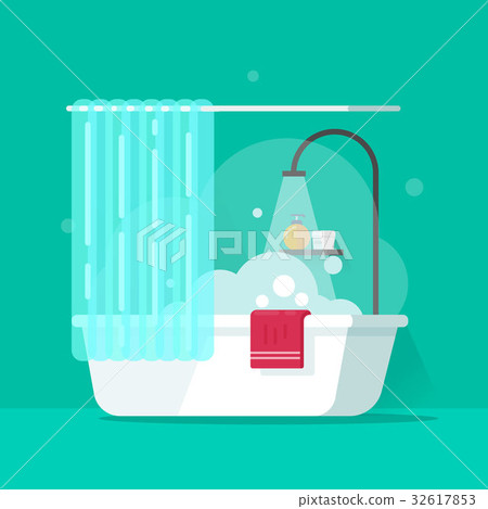 Bathroom vector illustration, flat cartoon bath Bathroom vector illustration, flat cartoon bath 32617853