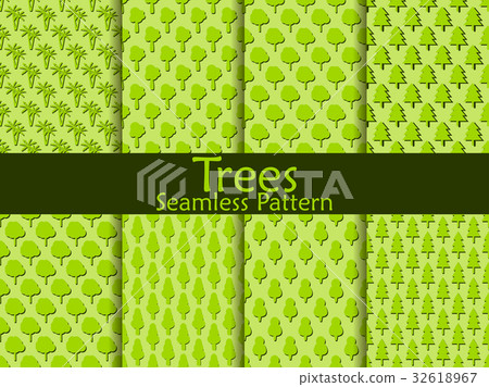 Flat trees seamless pattern set. Vector - Stock Illustration [32618967 ...