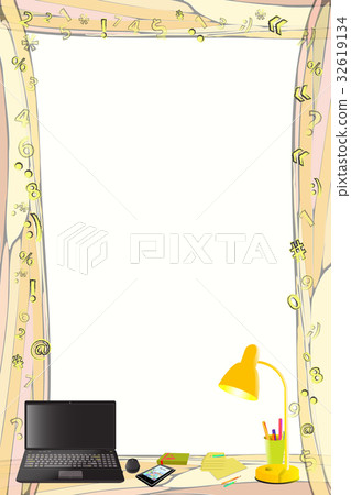 Photo frame with symbols. Computer 32619134