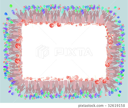Photo frame with vozushny balls. Illustration 32619158