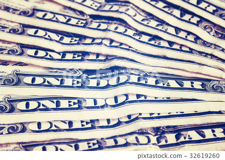 Close up of old one dollar bills. Close up of old one dollar bills. 32619260