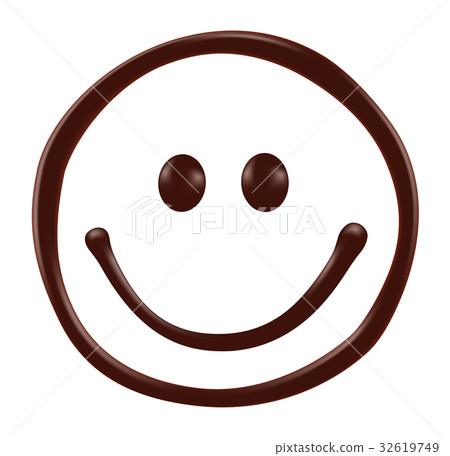 Chocolate smiley face on white background 32619749