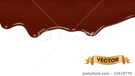Melted chocolate dripping on white background Melted chocolate dripping on white background 32619779