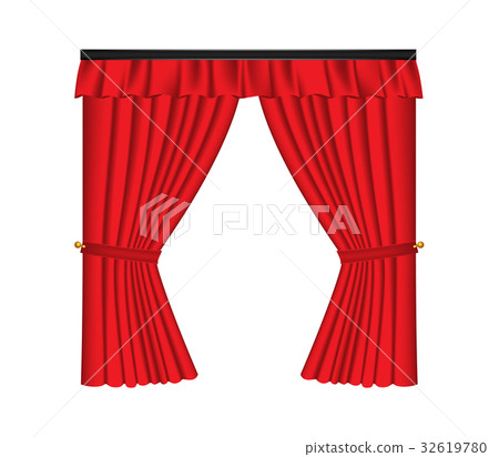 Red luxury curtains and draperies Red luxury curtains and draperies 32619780