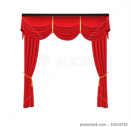 Red luxury curtains and draperies 32619785