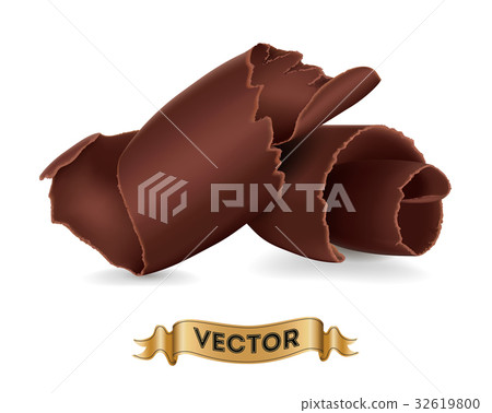 Chocolate shavings on white background 32619800