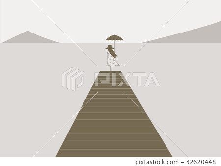 woman with an umbrella goes on the bridge woman with an umbrella goes on the bridge 32620448
