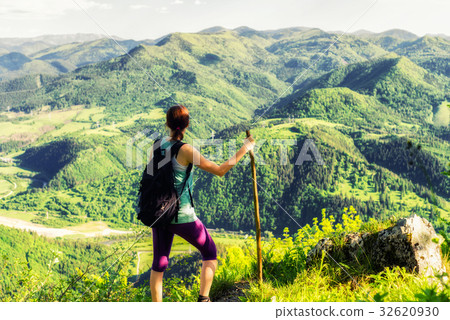 Woman watching from top of the hill, Slovakia Woman watching from top of the hill, Slovakia 32620930