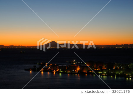 Mt. Fuji night view seen from Chiba port tower Chiba port 32621176