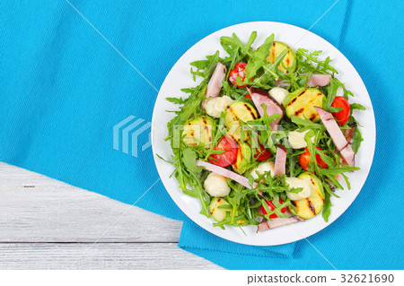 grilled zucchini, tomato greens summer salad grilled zucchini, tomato greens summer salad 32621690