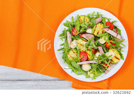 grilled zucchini, tomato greens summer salad grilled zucchini, tomato greens summer salad 32621692