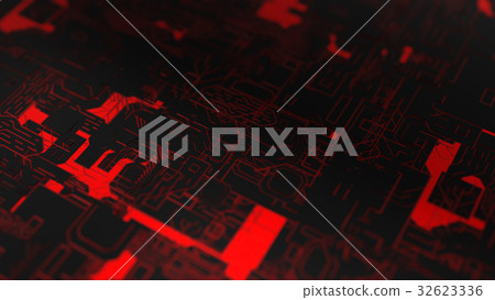 3d illustration of technological surface, red and 3d illustration of technological surface, red and 32623336
