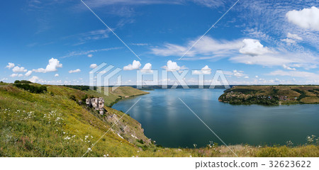 River canyon with green hills River canyon with green hills 32623622