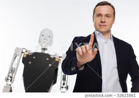 Diligent brilliant scientist using contemporary 32623861