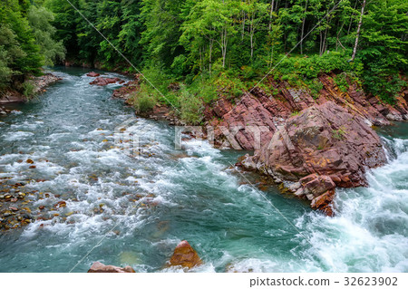 Summer landscape with mountain river Summer landscape with mountain river 32623902