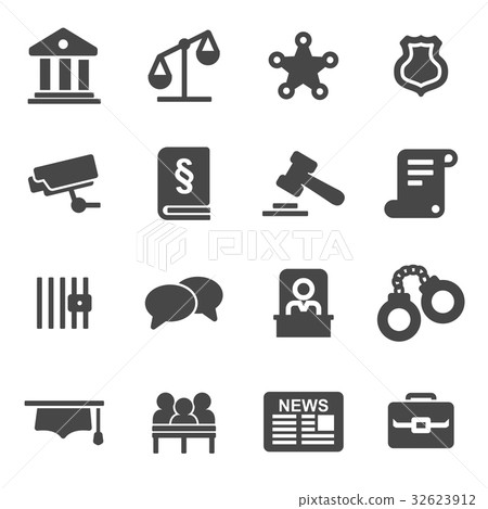 Vector black justice icons set Vector black justice icons set 32623912