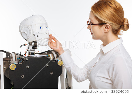 Elegant inspired scientist fascinated by the robot Elegant inspired scientist fascinated by the robot 32624005
