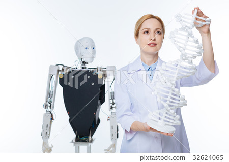 Enthusiastic progressive lady making a scientific Enthusiastic progressive lady making a scientific 32624065