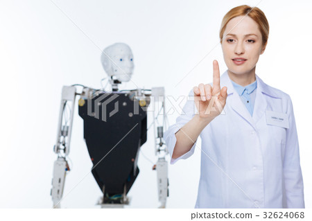 Diligent savvy scientist using invisible Diligent savvy scientist using invisible 32624068