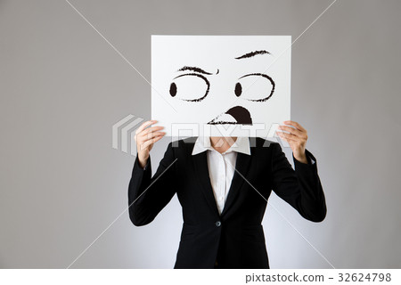 shocked face expression drawing on white card shocked face expression drawing on white card 32624798