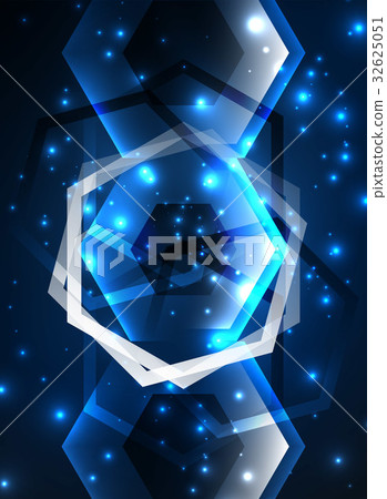 Techno glowing glass hexagons vector background 32625051