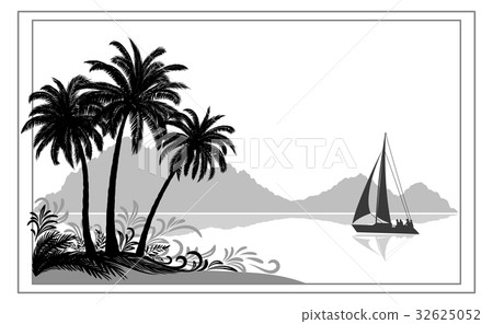 Landscape with Ship, Palms and Mountains 32625052