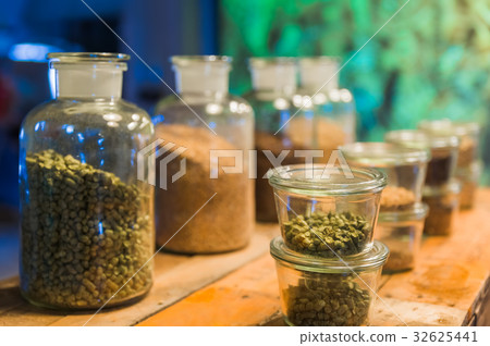 Beer ingredients in bottles - brewery at Belgium Beer ingredients in bottles - brewery at Belgium 32625441