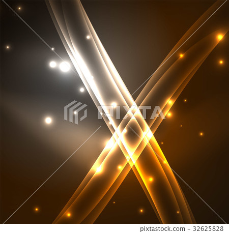 Energy lines, glowing waves in the dark, vector 32625828