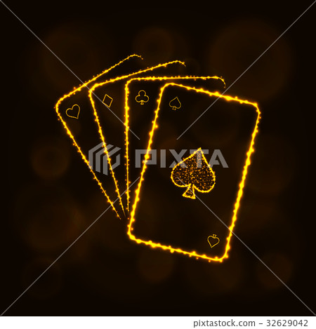 Game cards silhouette of lights. Casino symbol. 32629042