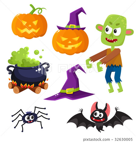 Halloween set - witch hat, caldron, pumpkin Halloween set - witch hat, caldron, pumpkin 32630005