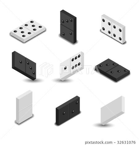 Items to play dominoes isometric, vector  32631076