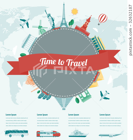 Travel composition with famous world landmarks 32632187