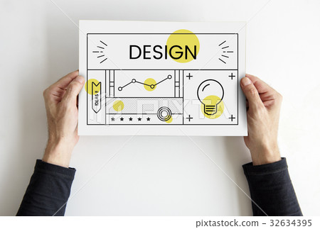 Hands holding billboard network graphic overlay 32634395