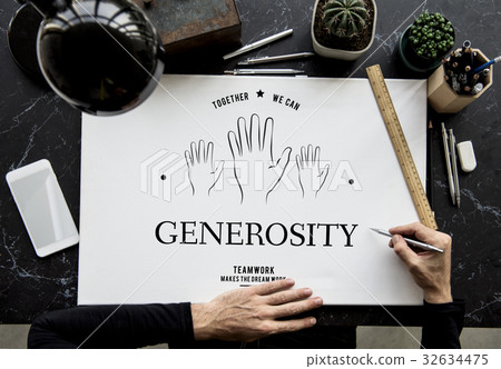 Hands working on notepad on table network graphic overlay Hands working on notepad on table network graphic overlay 32634475