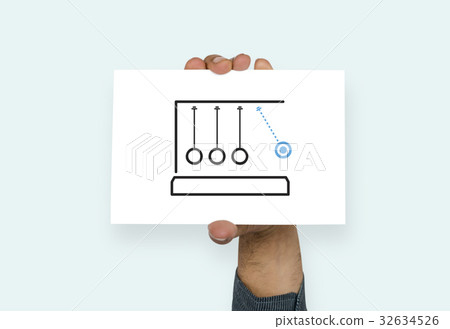 Illustration of newton's cradle action and reaction Illustration of newton's cradle action and reaction 32634526